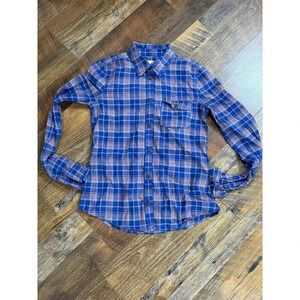 Abercrombie Shirts Sz XLMuscle Boys Long Sleeve Blue Plaid Button Down